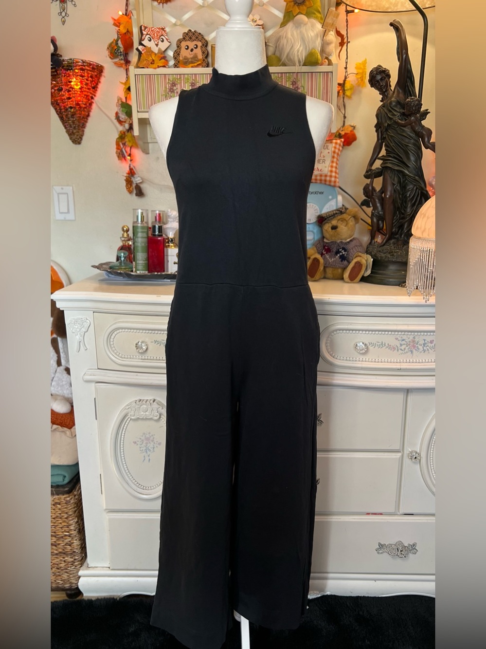 Nike Black Sleeveless Wide-Leg Jumpsuit